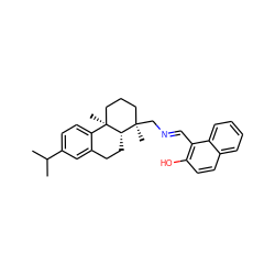 CC(C)c1ccc2c(c1)CC[C@@H]1[C@]2(C)CCC[C@@]1(C)C/N=C/c1c(O)ccc2ccccc12 ZINC000299820026