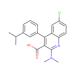 CC(C)c1cccc(-c2c(C(=O)O)c(N(C)C)nc3ccc(Cl)cc23)c1 ZINC000205478093