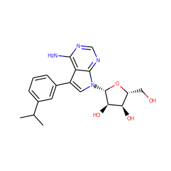 CC(C)c1cccc(-c2cn([C@@H]3O[C@H](CO)[C@@H](O)[C@H]3O)c3ncnc(N)c23)c1 ZINC000299818815