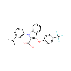 CC(C)c1cccc(-n2c(C(=O)O)c(Oc3ccc(C(F)(F)F)cc3)c3ccccc32)c1 ZINC000028528389