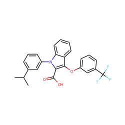 CC(C)c1cccc(-n2c(C(=O)O)c(Oc3cccc(C(F)(F)F)c3)c3ccccc32)c1 ZINC000028528388