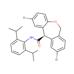 CC(C)c1cccc(C(C)C)c1NC(=O)[C@@H]1c2cc(Br)ccc2COc2ccc(Br)cc21 ZINC000027882893