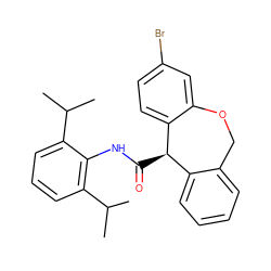 CC(C)c1cccc(C(C)C)c1NC(=O)[C@@H]1c2ccccc2COc2cc(Br)ccc21 ZINC000013735214