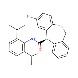 CC(C)c1cccc(C(C)C)c1NC(=O)[C@@H]1c2ccccc2CSc2ccc(Br)cc21 ZINC000013735302