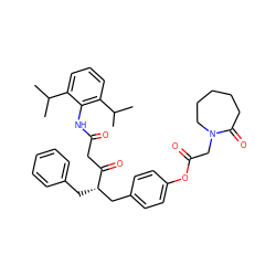 CC(C)c1cccc(C(C)C)c1NC(=O)CC(=O)[C@@H](Cc1ccccc1)Cc1ccc(OC(=O)CN2CCCCCC2=O)cc1 ZINC000135789800