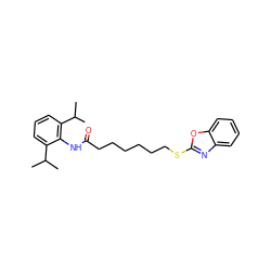 CC(C)c1cccc(C(C)C)c1NC(=O)CCCCCCSc1nc2ccccc2o1 ZINC000001546118