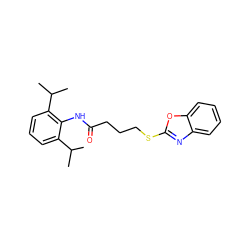 CC(C)c1cccc(C(C)C)c1NC(=O)CCCSc1nc2ccccc2o1 ZINC000001546116