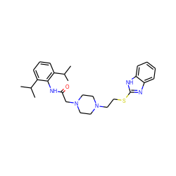 CC(C)c1cccc(C(C)C)c1NC(=O)CN1CCN(CCSc2nc3ccccc3[nH]2)CC1 ZINC000141468967