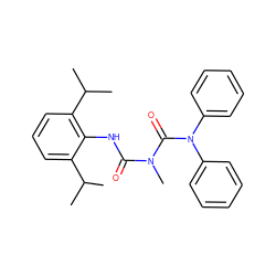 CC(C)c1cccc(C(C)C)c1NC(=O)N(C)C(=O)N(c1ccccc1)c1ccccc1 ZINC000013738001