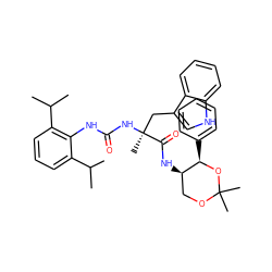 CC(C)c1cccc(C(C)C)c1NC(=O)N[C@@](C)(Cc1c[nH]c2ccccc12)C(=O)N[C@@H]1COC(C)(C)O[C@@H]1c1ccccc1 ZINC000026580318