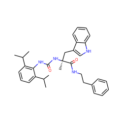 CC(C)c1cccc(C(C)C)c1NC(=O)N[C@@](C)(Cc1c[nH]c2ccccc12)C(=O)NCCc1ccccc1 ZINC000026577891