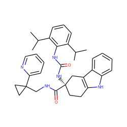 CC(C)c1cccc(C(C)C)c1NC(=O)N[C@@]1(C(=O)NCC2(c3ccccn3)CC2)CCc2[nH]c3ccccc3c2C1 ZINC000026829042