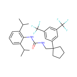 CC(C)c1cccc(C(C)C)c1NC(=O)NCC1(c2cc(C(F)(F)F)cc(C(F)(F)F)c2)CCCC1 ZINC000013736861