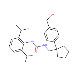 CC(C)c1cccc(C(C)C)c1NC(=O)NCC1(c2ccc(CO)cc2)CCCC1 ZINC000013736853