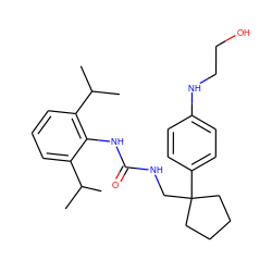 CC(C)c1cccc(C(C)C)c1NC(=O)NCC1(c2ccc(NCCO)cc2)CCCC1 ZINC000013736838