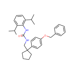 CC(C)c1cccc(C(C)C)c1NC(=O)NCC1(c2ccc(OCc3ccccc3)cc2)CCCC1 ZINC000013736822