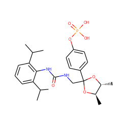 CC(C)c1cccc(C(C)C)c1NC(=O)NCC1(c2ccc(OP(=O)(O)O)cc2)O[C@H](C)[C@@H](C)O1 ZINC000029340329