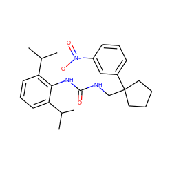 CC(C)c1cccc(C(C)C)c1NC(=O)NCC1(c2cccc([N+](=O)[O-])c2)CCCC1 ZINC000013736828