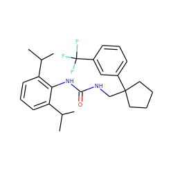 CC(C)c1cccc(C(C)C)c1NC(=O)NCC1(c2cccc(C(F)(F)F)c2)CCCC1 ZINC000013736825