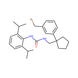 CC(C)c1cccc(C(C)C)c1NC(=O)NCC1(c2cccc(CBr)c2)CCCC1 ZINC000013736865