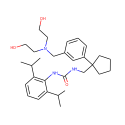 CC(C)c1cccc(C(C)C)c1NC(=O)NCC1(c2cccc(CN(CCO)CCO)c2)CCCC1 ZINC000013736872