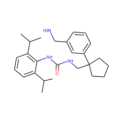 CC(C)c1cccc(C(C)C)c1NC(=O)NCC1(c2cccc(CN)c2)CCCC1 ZINC000013736870