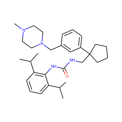 CC(C)c1cccc(C(C)C)c1NC(=O)NCC1(c2cccc(CN3CCN(C)CC3)c2)CCCC1 ZINC000022937360