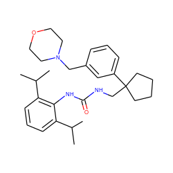 CC(C)c1cccc(C(C)C)c1NC(=O)NCC1(c2cccc(CN3CCOCC3)c2)CCCC1 ZINC000013736880