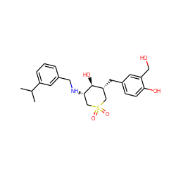 CC(C)c1cccc(CN[C@H]2CS(=O)(=O)C[C@@H](Cc3ccc(O)c(CO)c3)[C@@H]2O)c1 ZINC000071315990