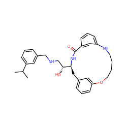 CC(C)c1cccc(CNC[C@@H](O)[C@@H]2Cc3cccc(c3)OCCCCNc3cccc(c3)C(=O)N2)c1 ZINC000045338878