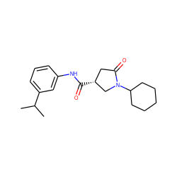 CC(C)c1cccc(NC(=O)[C@@H]2CC(=O)N(C3CCCCC3)C2)c1 ZINC000036159863