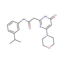 CC(C)c1cccc(NC(=O)Cc2nc(N3CCOCC3)cc(=O)[nH]2)c1 ZINC000115072009