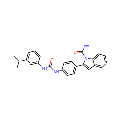 CC(C)c1cccc(NC(=O)Nc2ccc(-c3cc4ccccc4n3C([NH])=O)cc2)c1 ZINC001772602230