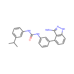 CC(C)c1cccc(NC(=O)Nc2cccc(-c3cccc4[nH]nc(N)c34)c2)c1 ZINC000473151509