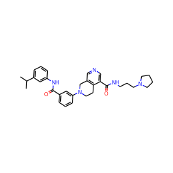 CC(C)c1cccc(NC(=O)c2cccc(N3CCc4c(cncc4C(=O)NCCCN4CCCC4)C3)c2)c1 ZINC000169710129