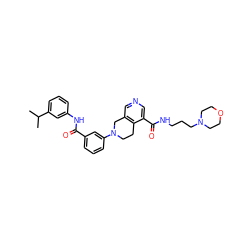 CC(C)c1cccc(NC(=O)c2cccc(N3CCc4c(cncc4C(=O)NCCCN4CCOCC4)C3)c2)c1 ZINC000169710125