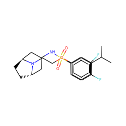 CC(C)c1cccc(OCCN2[C@H]3CC[C@H]2CC(NS(=O)(=O)c2ccc(F)c(F)c2)C3)c1 ZINC000653688515