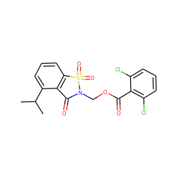 CC(C)c1cccc2c1C(=O)N(COC(=O)c1c(Cl)cccc1Cl)S2(=O)=O ZINC000013738177