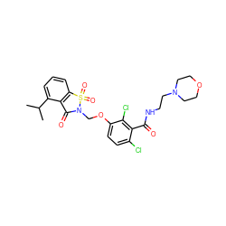 CC(C)c1cccc2c1C(=O)N(COc1ccc(Cl)c(C(=O)NCCN3CCOCC3)c1Cl)S2(=O)=O ZINC000026966947