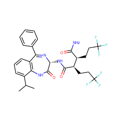 CC(C)c1cccc2c1NC(=O)[C@@H](NC(=O)[C@H](CCC(F)(F)F)[C@H](CCC(F)(F)F)C(N)=O)N=C2c1ccccc1 ZINC000210733536