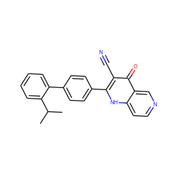 CC(C)c1ccccc1-c1ccc(-c2[nH]c3ccncc3c(=O)c2C#N)cc1 ZINC000073295809