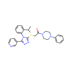 CC(C)c1ccccc1-n1c(SCC(=O)N2CCN(c3ccccc3)CC2)nnc1-c1cccnc1 ZINC000008666783