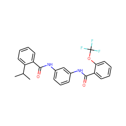 CC(C)c1ccccc1C(=O)Nc1cccc(NC(=O)c2ccccc2OC(F)(F)F)c1 ZINC000169305433