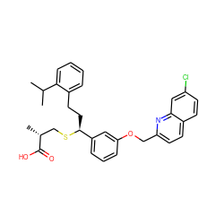 CC(C)c1ccccc1CC[C@H](SC[C@@H](C)C(=O)O)c1cccc(OCc2ccc3ccc(Cl)cc3n2)c1 ZINC000036268508