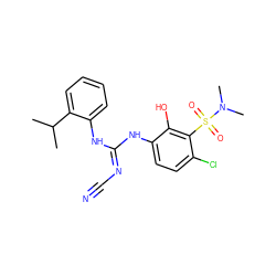 CC(C)c1ccccc1N/C(=N\C#N)Nc1ccc(Cl)c(S(=O)(=O)N(C)C)c1O ZINC000036143839