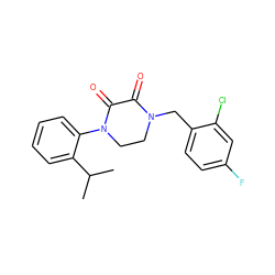 CC(C)c1ccccc1N1CCN(Cc2ccc(F)cc2Cl)C(=O)C1=O ZINC000095565565