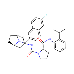 CC(C)c1ccccc1NC(=O)[C@@H]1CCCN1C(=O)NC1C[C@H]2CC[C@H](C1)N2Cc1ccc2cc(F)ccc2c1 ZINC000101513482