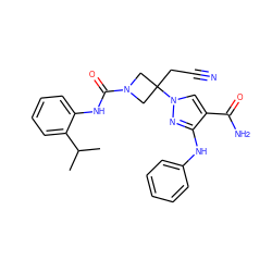 CC(C)c1ccccc1NC(=O)N1CC(CC#N)(n2cc(C(N)=O)c(Nc3ccccc3)n2)C1 ZINC000222077597