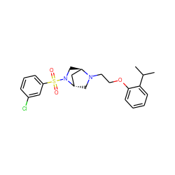 CC(C)c1ccccc1OCCN1C[C@H]2C[C@H]1CN2S(=O)(=O)c1cccc(Cl)c1 ZINC000653703201