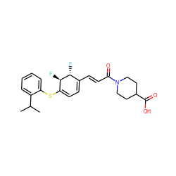 CC(C)c1ccccc1SC1=CC=C(/C=C/C(=O)N2CCC(C(=O)O)CC2)[C@@H](F)[C@@H]1F ZINC000027518033